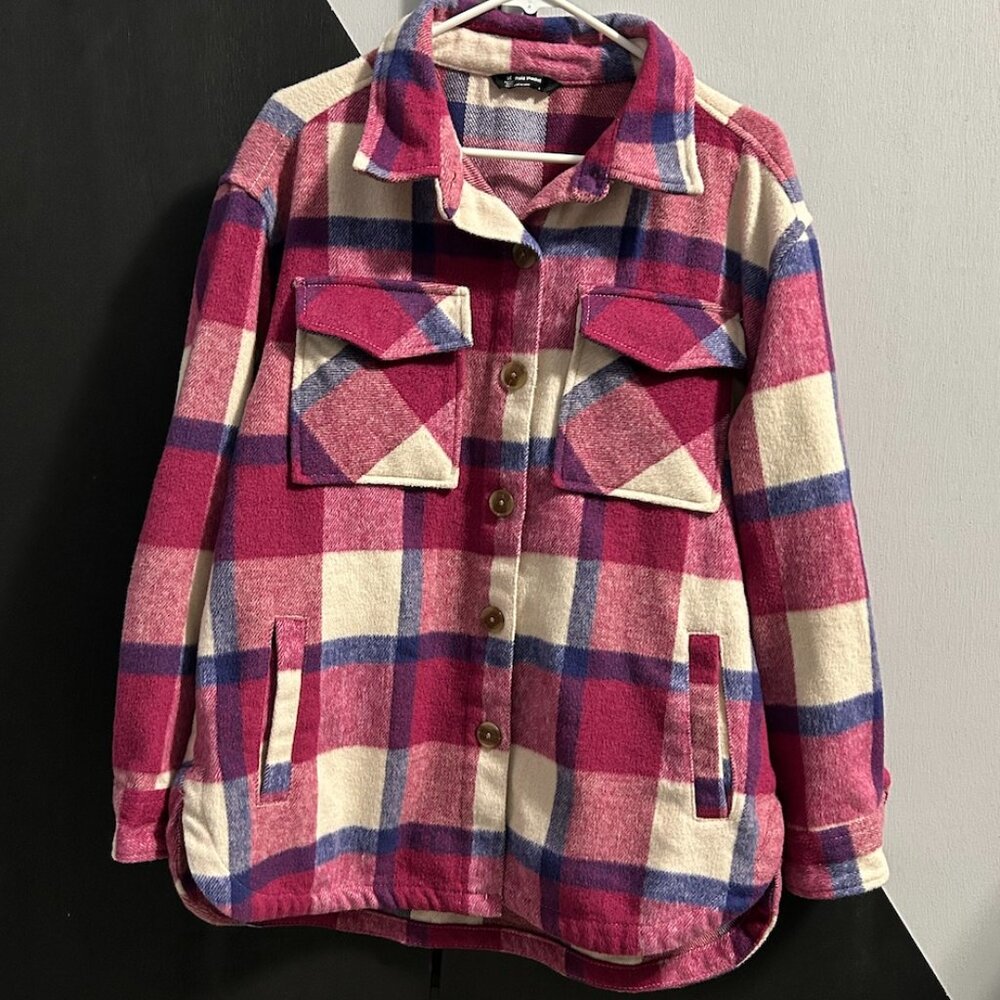Member's Mark Pink Plaid Fleece‎ Shacket Women's Size L